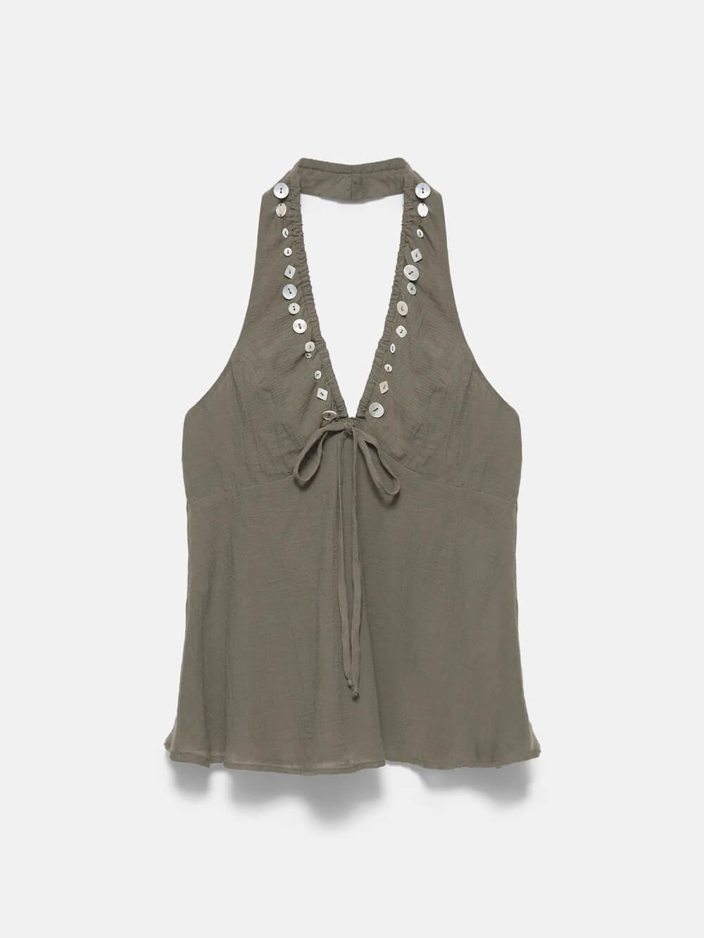 Halter neck top with buttons